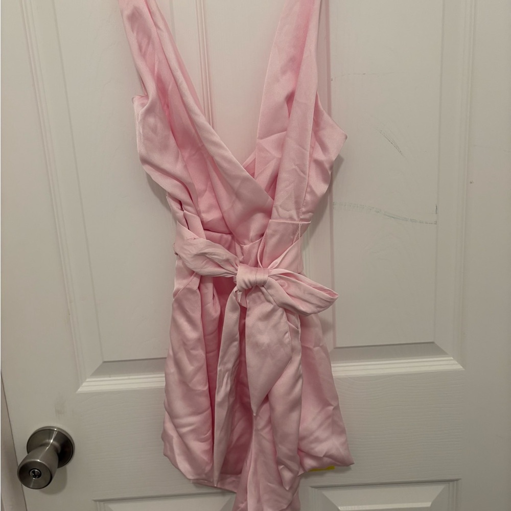 Pink Sleeveless Wrap Dress - Picture 5 of 7